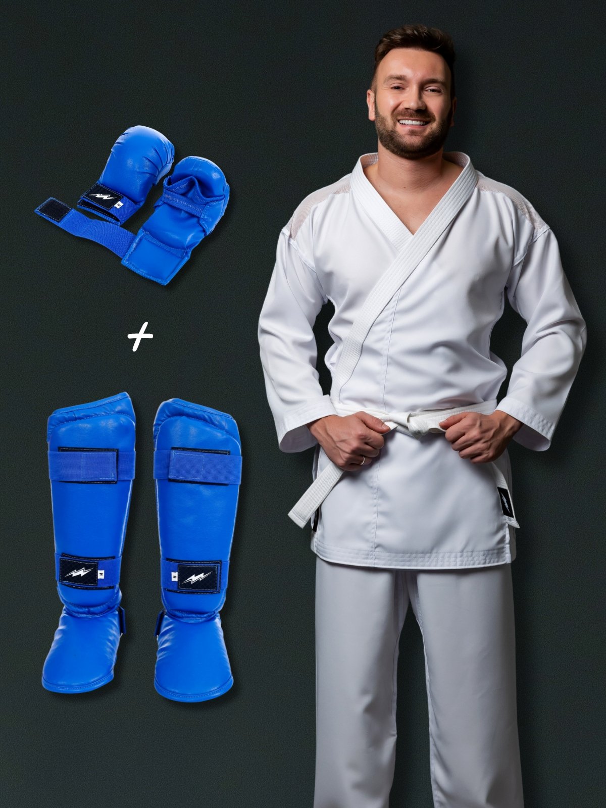 Kit Kimono KM Microfibra Adulto, Luva e Caneleira com Botinha Gold