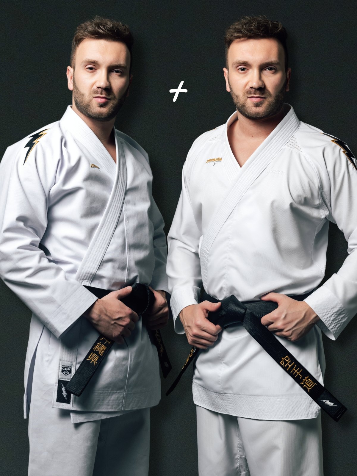Kit Dois Kimonos Adulto Zanshin Gold Line Kata e Kumite com CBK