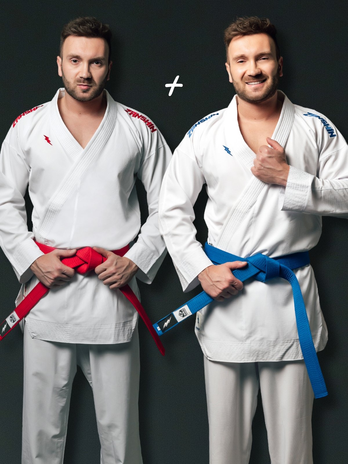 Kit Dois Kimonos Adulto Force Kumite Azul e Vermelho Aprovado CBK