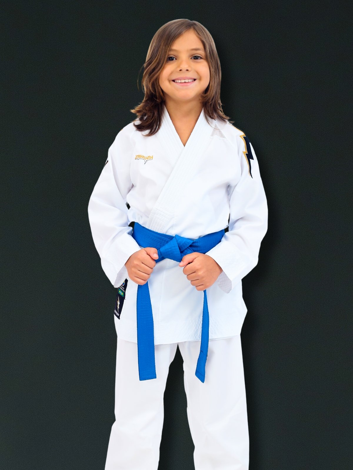 Kit Dois Kimonos Infantis Zanshin Gold Line Kata e Kumite com CBK